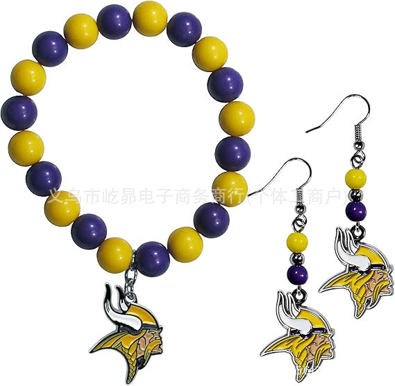 Wholesale Football Colored Candy Acrylic Bead Bracelet Earring Set