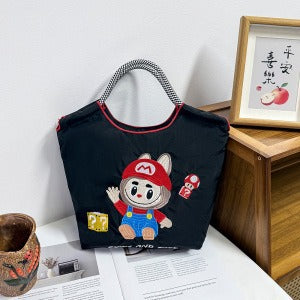 Wholesale Embroidered canvas crossbody bag zipper shoulder bag women' s fashionable handbag