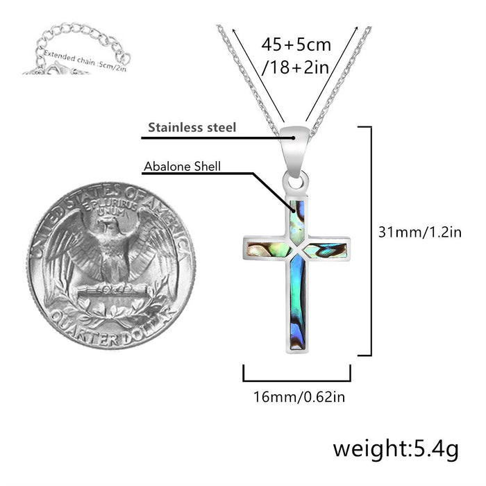 Wholesale Faith Color Cross Inlaid Stainless Steel Pendant Necklace