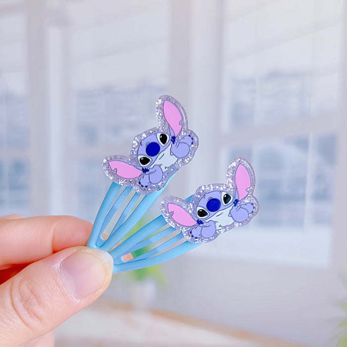 Wholesale 5 pairs Cute pink and purple cartoon  kids' hair clips