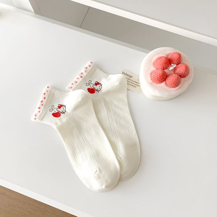 Wholesale Socks, short tube boat socks, combed cotton, college wind flower edge socks