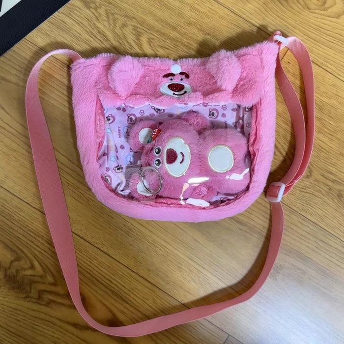 Wholesale Cute transparent PVC cartoon doll crossbody bag, personalized shoulder bag