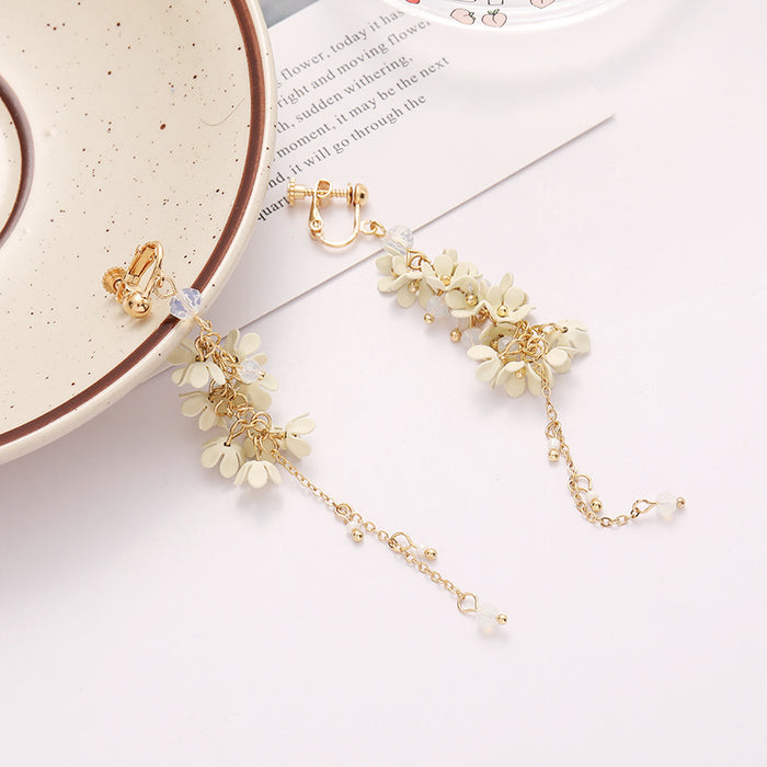 Wholesale Flower Tassel Earrings Long Elegant Earrings Ear Hanging for Face Skinny Mosquito Incense Plate Ear Clip