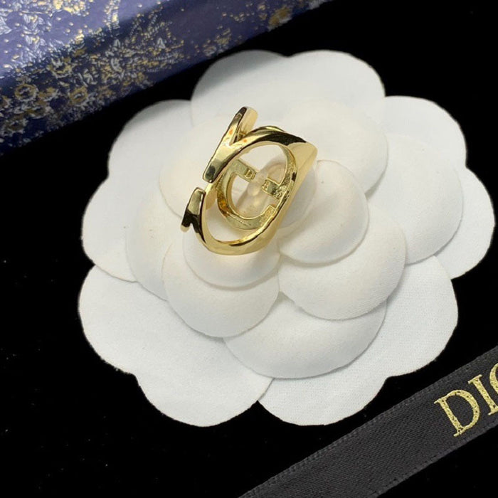 Wholesale Rhinestone brass material ring niche design adjustable open ring