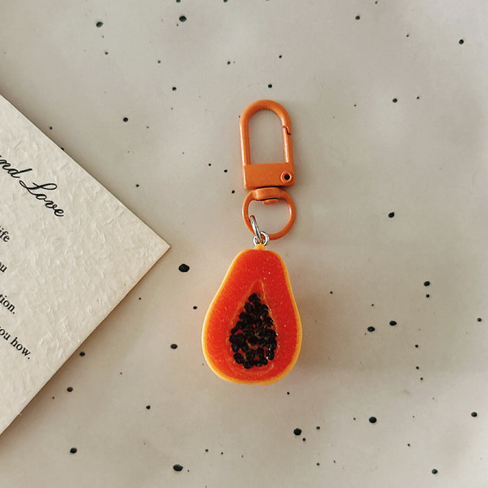 Wholesale Chic Tropical Fruit Resin Keychain Bag Charm Pendant For Girls Boutique Gift Accessory