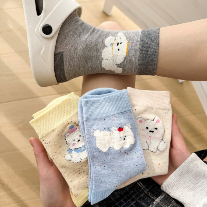 Wholesale Socks, tube socks, color blocked dot yarn, cartoon plush socks