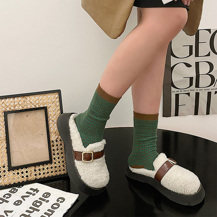 Wholesale Retro socks with a mid tube and versatile high waist, stacked socks made of cotton