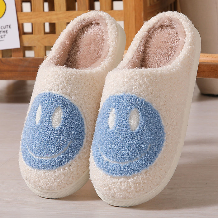 Wholesale Winter cute cartoon smiley face home cotton slippers wholesale home fur slippers women couple warm slippers indoor