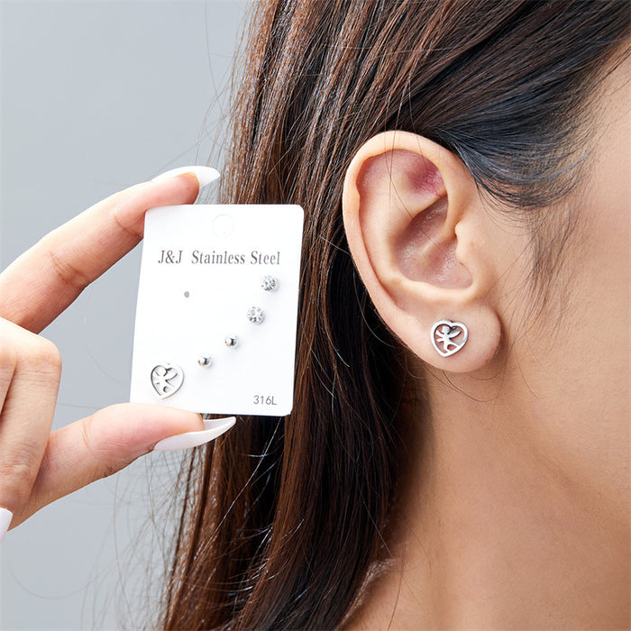 Wholesale Heart Diamond Combination Card Earrings Set Earrings