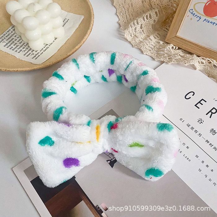 Wholesale Leopard Print Polka Dot Striped Bow Headband Women' s Face Wash Sports Headband Coral Velvet Hair Accessories