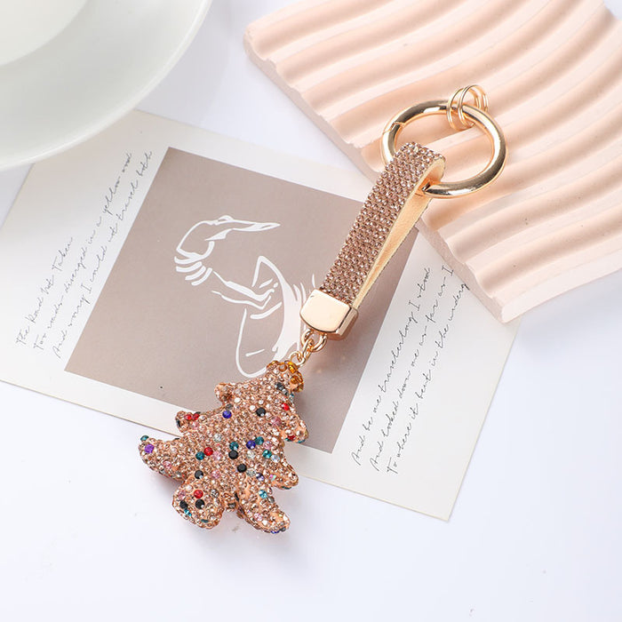Wholesale Diamond-studded Christmas tree keychain,  Christmas gift,  car keyring