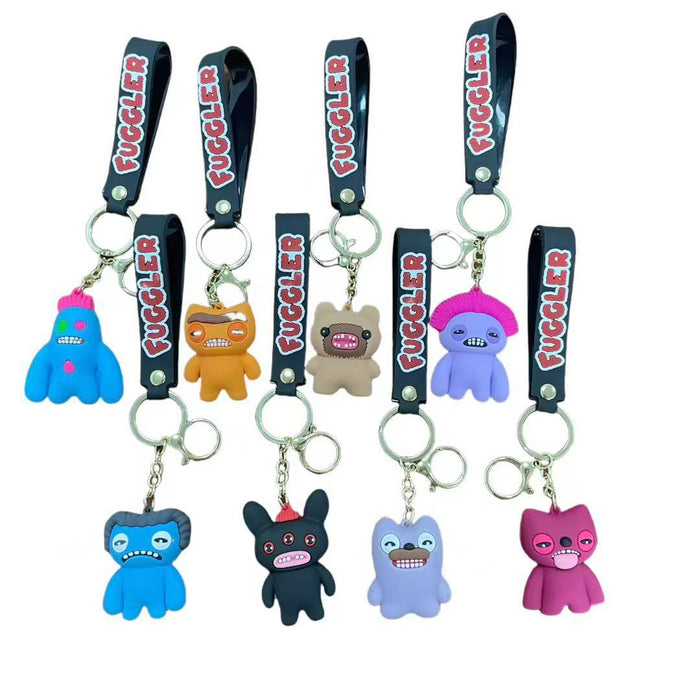Wholesale Cute Monster Doll PVC Soft Rubber Tooth Treasure Ugly Cute Funny Keychain Blind Box Accessories