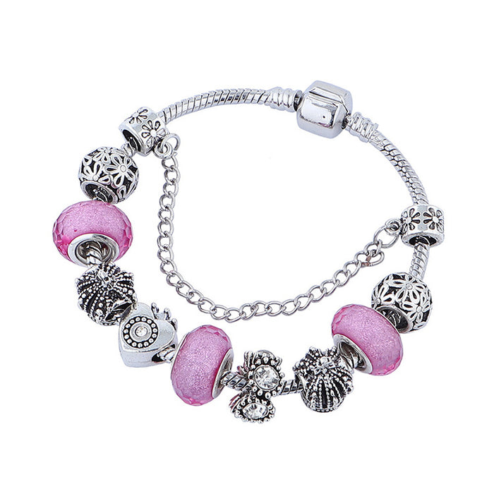 Wholesale Hollow Crown Heart Shape Beaded Crystal Bracelet JDC-BT-Qianzi001