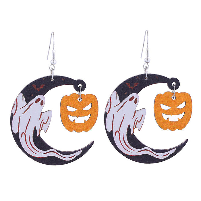 Wholesale  Wooden Earrings Ghost Pumpkin Castle Fun Holiday Earrings