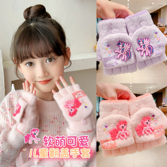 Wholesale New Children's Gloves Winter Plus Velvet Thickened Half Finger Gloves Winter Warm Artifact My Little Pony JDC-GS-Zaix003