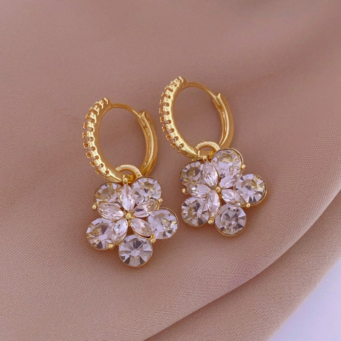 Wholesale super flash flower  ear buckle  earrings design earrings