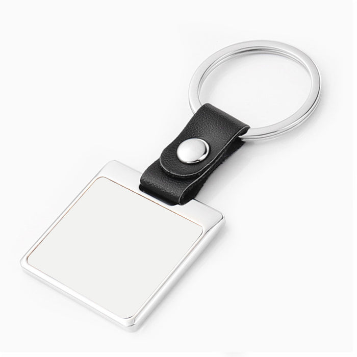 Wholesale Blank aluminum heat transfer photo keychain pendant leather color printing