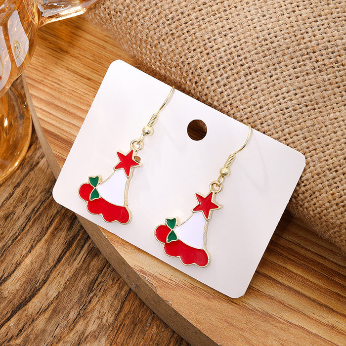 Wholesale Christmas  snowflake earrings,  candy cane bell elk earrings,  Christmas hat earrings