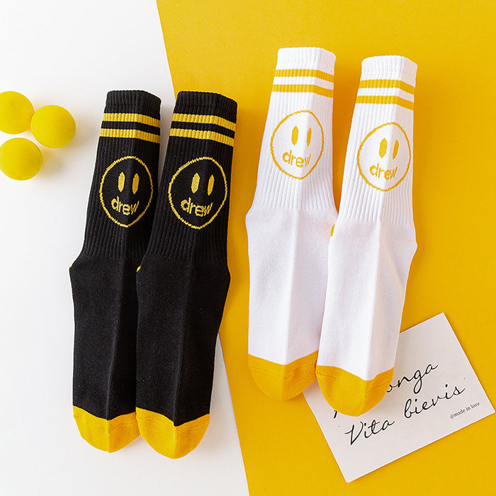 Wholesale Smiley Face Graffiti Letters Cotton Socks JDC-SK-JiaY008