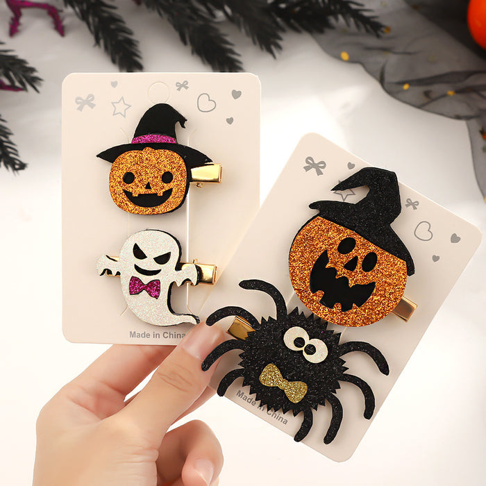 Wholesale Halloween Hair Accessories Pumpkin Ghost Hairpin Party Hairpin Children' s Side Bangs Hair Accessories for Women