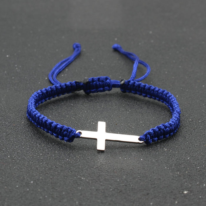 Wholesale Stainless Steel Cross Bracelet Hand Woven Couple Bracelet JDC-BT-SX003