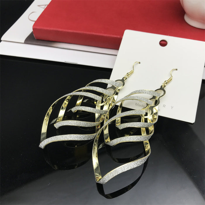 Wholesale Metal Electroplated Frosted Long Earrings JDC-ES-FaX002