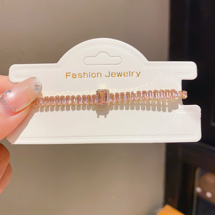 Wholesale Geometric Square Round Clasp Bracelet with Zircon Trendy Jewelry Accessory
