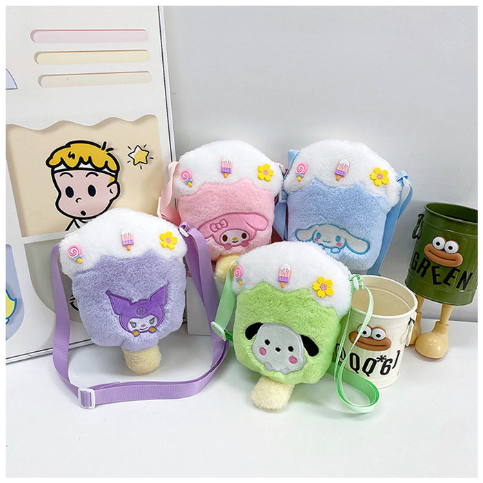 Wholesale New plush ice cream bag, cute doll shoulder bag, children's crossbody bag, coin purse