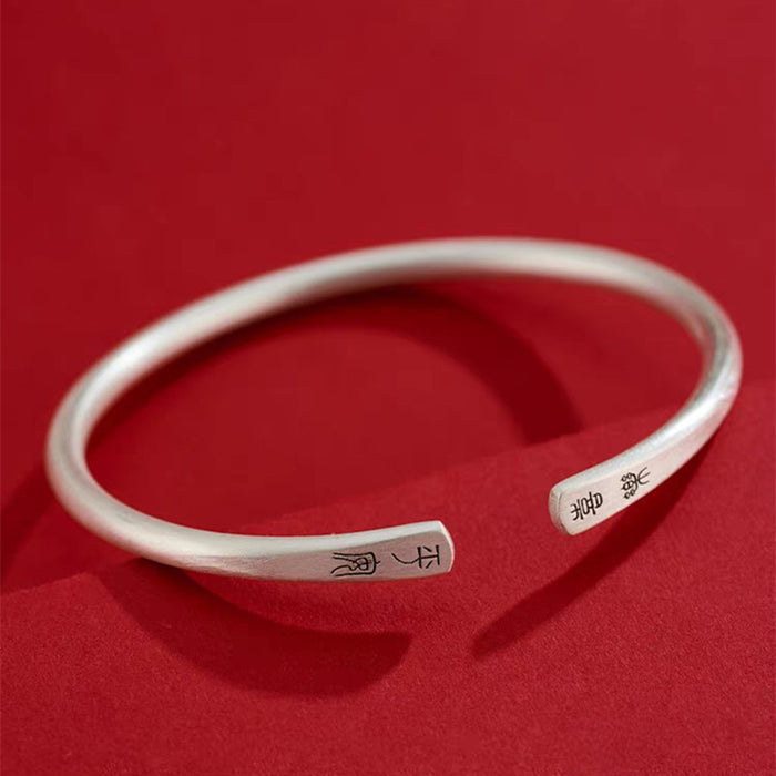 Wholesale Silver plated bracelet solid retro matte adjustable opening bracelet friend