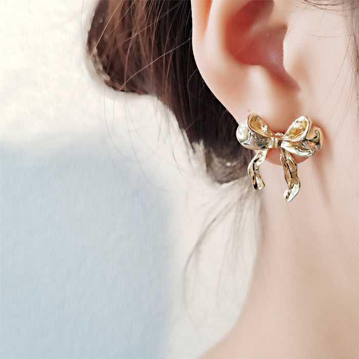 Wholesale Bow earrings with versatile temperament, exquisite and luxurious, niche earrings