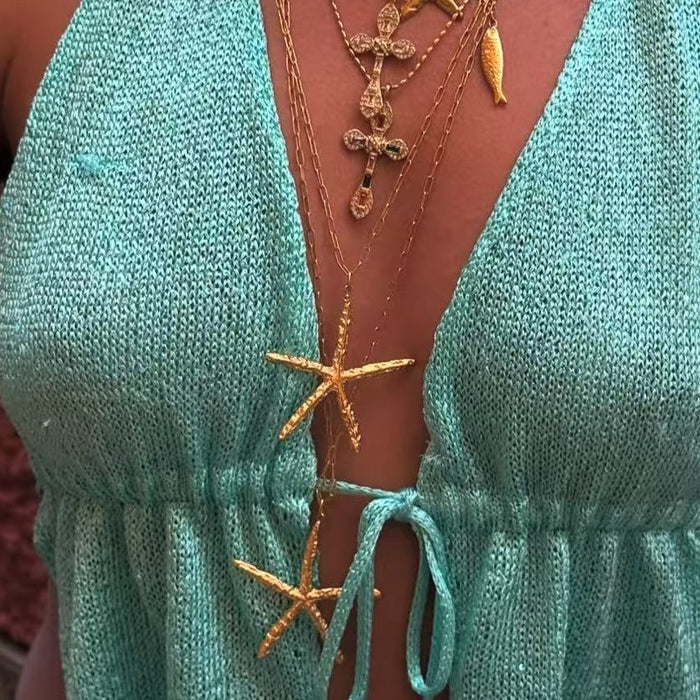 Wholesale Stainless steel necklace, fashionable and personalized pendant, niche and simple temperament, gold lock bone chain