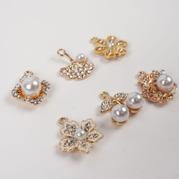 Wholesale 100 PCS Alloy inlaid pearl earring charms accessories
