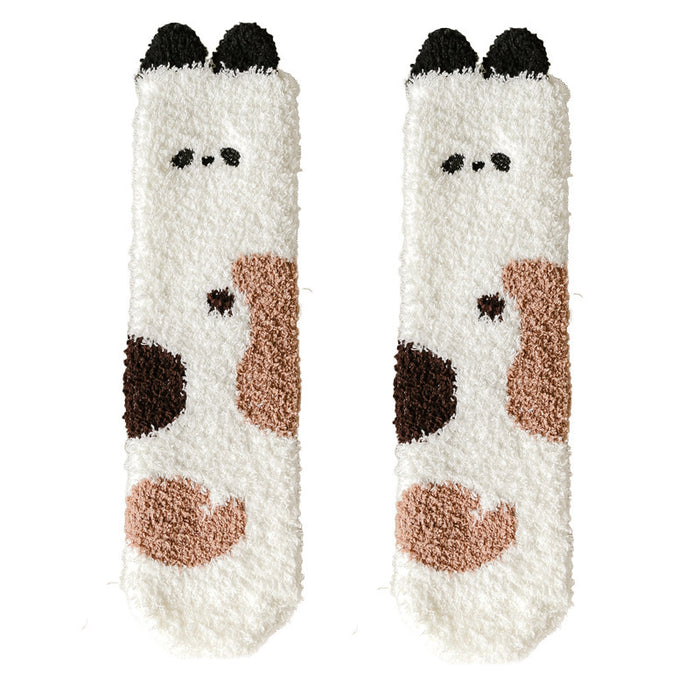 Wholesale Coral Velvet Socks Women's Velvet Thickened Warm Towel Socks Cartoon Sleeping Socks