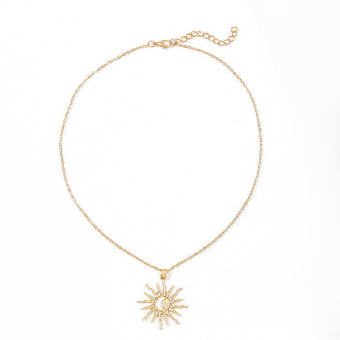 Wholesale Fashion alloy moon pendant for accessories, niche and versatile, sun set diamond necklace, star necklace, necklace