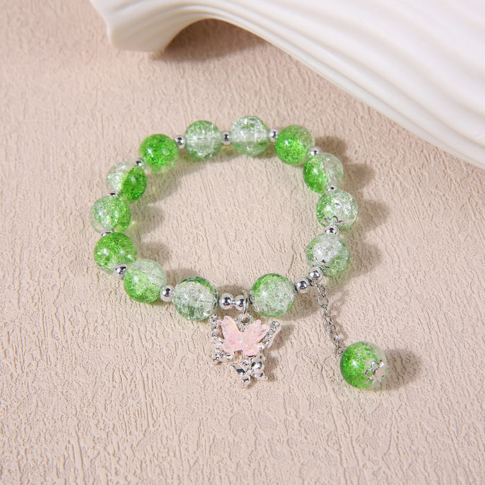 Wholesale New floral butterfly bead bracelet with niche design, crystal bracelet with trendy and versatile colorful accessories