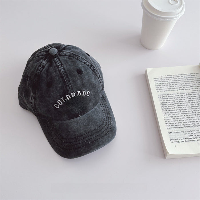 Wholesale Small niche vintage children's baseball cap, versatile and washed denim hat, sun shading duckbill cap