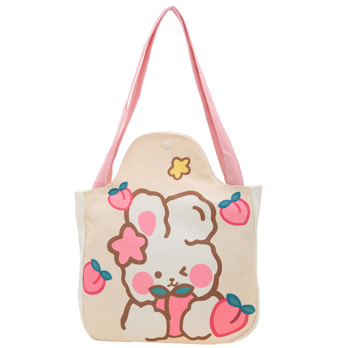 Wholesale Cartoon canvas bag, tutoring bag, illustration, large capacity shoulder bag, cute hand-held handbag
