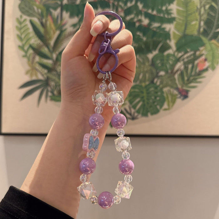 Wholesale Handmade beaded bag pendant, car keychain, five pointed star bow, couple keychain, chain