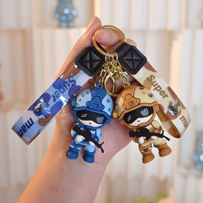 Wholesale Soft rubber cartoon special forces soldier keychains