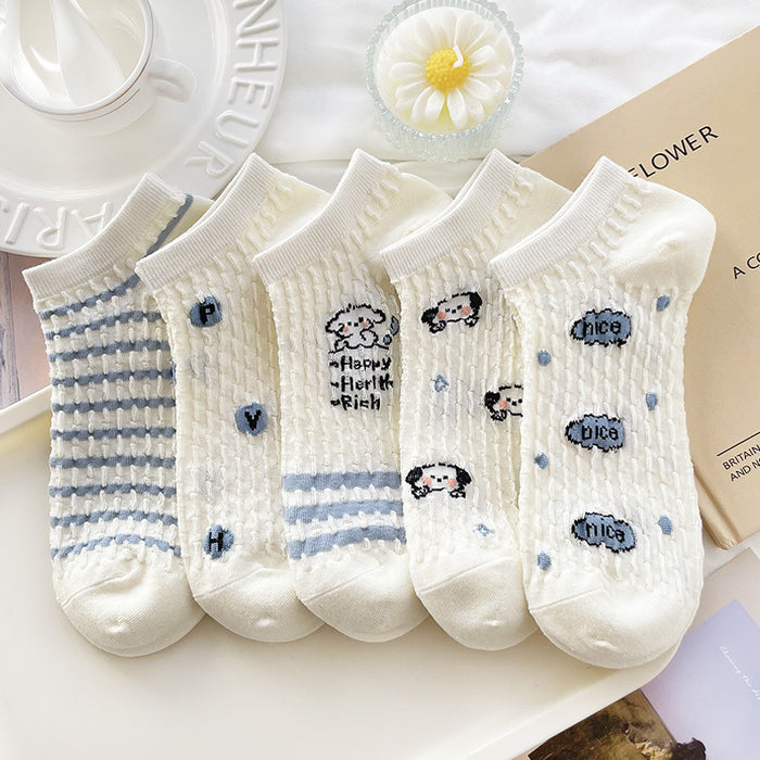 Wholesale Short socks with hollow out and breathable thin design, ultra-thin, cute, cartoon and versatile