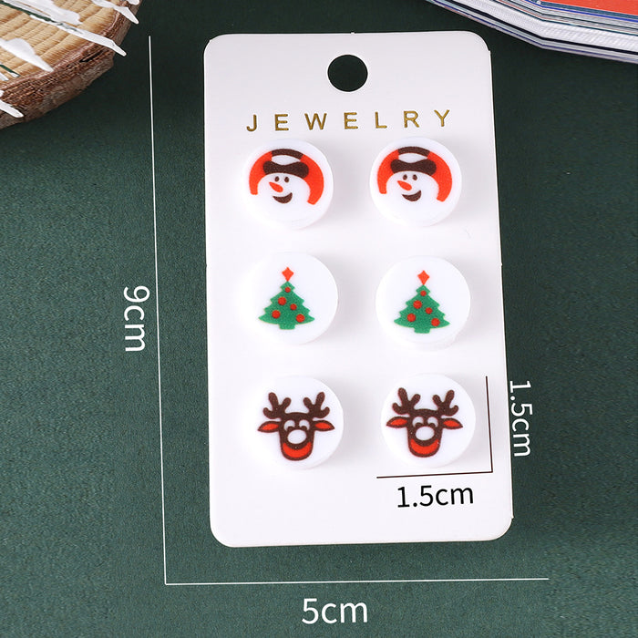 Wholesale Christmas Snowman Reindeer Acrylic Earring Set Fashion Accessory Gift