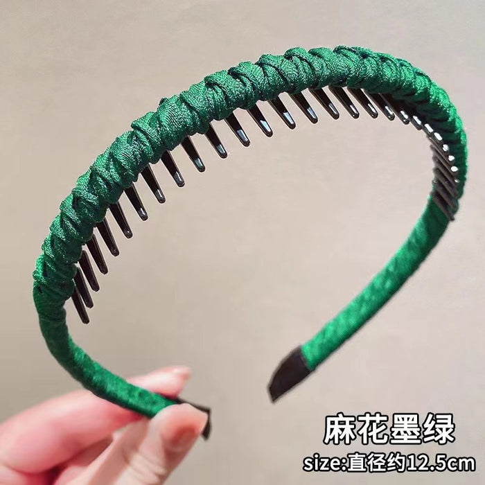 Wholesale Toothed anti slip face washing headband seamless braided hairband for controlling stray hairs