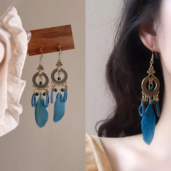 Wholesale Feather earrings, vintage earrings, travel photography earrings