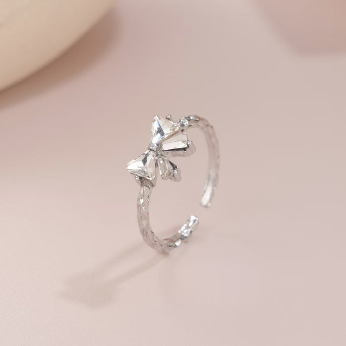 Wholesale Sweet zircon bow ring, niche design, light luxury, new versatile, fashionable and personalized