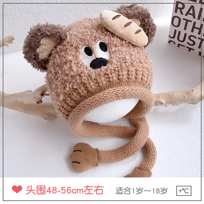 Wholesale Children' s hats and ves are integrated with cute children' s ear protection parent-child hats thickened