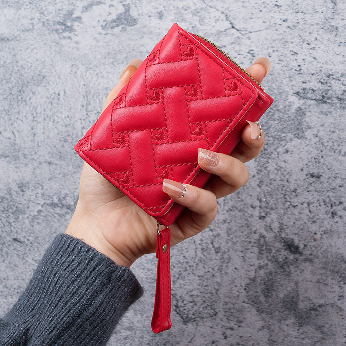 Wholesale Love Embroidery PU Leather Short Wallet Women' s Trendy Fashion Accessory