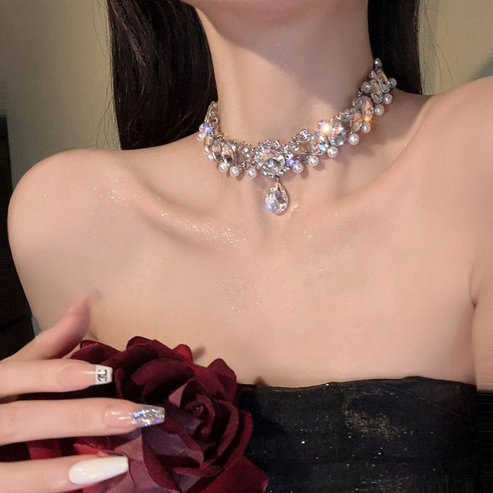 Wholesale Diamond-encrusted Pearl Necklace New Exaggerated Accessories