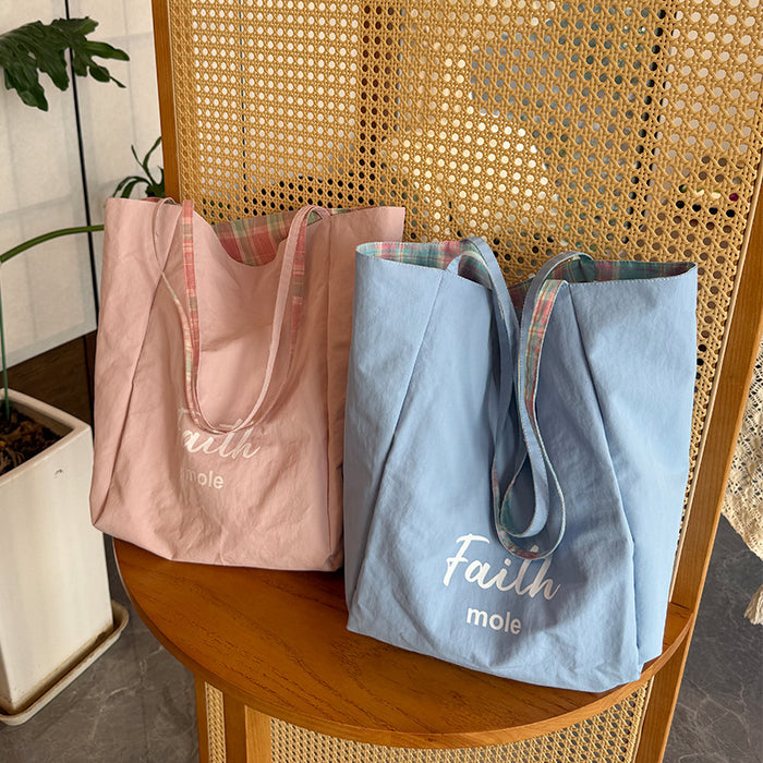 Wholesale New minimalist grid double-sided tote bag commuting shoulder bag