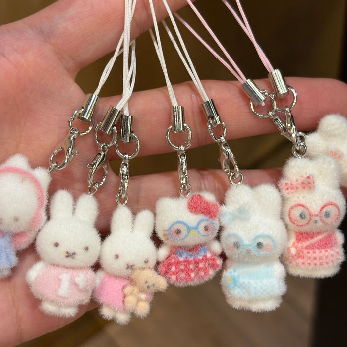 Wholesale Flocked Cat Phone Charm &  Keychain