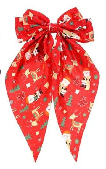 Wholesale Colorful snowflake and elk print bow spring clip crutch glove pattern hairpin Christmas headdress